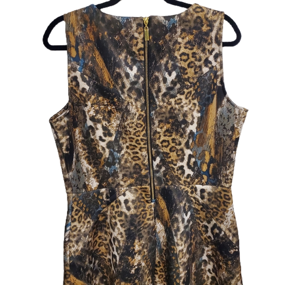 Jennifer Lopez Animal Print Sheath Dress Brown - Picture 4 of 7